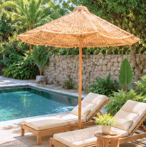 Sombrilla de Playa Boho de Fibra de Coco Natural, Parasol para Exteriores, Ecológica, Hecha a Mano, Venta al Por Mayor Eco2go Vietnam - Product Image 1