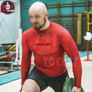 Rashguard MMA BJJ para Adulto, de Colores Rojos Sólidos, Ajuste Muscular, para Gimnasio y Entrenamiento, Hecho en Pakistán, Lavado, de Secado Rápido, con Estampado Digital - Product Image 6