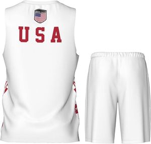 Uniforme de Baloncesto con Diseño de la Bandera de Estados Unidos para Hombres Adultos, Conjunto Deportivo de Entrenamiento - Product Image 2