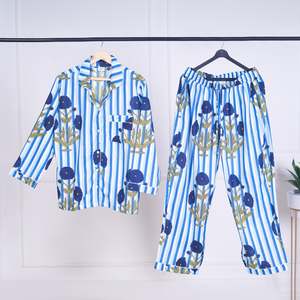 Kimono de Playa para Mujer, Estampado Floral a Mano, Tejido 100% Algodón, 120g, Cuello Redondo, Secado Rápido, Manga Larga, Estilo Indio - Product Image 1