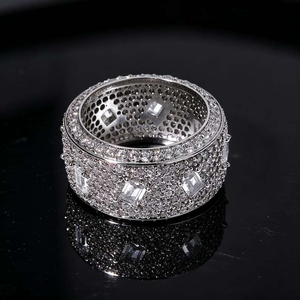 <b>Silver</b> Moissanite Statement <b>Ring</b> Iced Out Luxury Hip Hop Jewellery For <b>Men</b> Fashion Streetwear Gift And Bold Style - Product Image 2