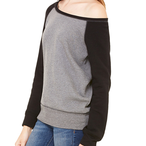 Women's off Shoulder Hooded Sweatshirt Crew Neck Fleece Knit Pullover 100% Cotton Casual Autumn Winter Front Logo <b>Top</b> - Product Image 2