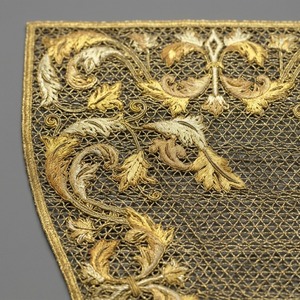 Handcrafted Ceremonial Hanging Banner Made From Premium <b>Net</b> Fabric and Decorated With Intricate Gold Bullion <b>Wire</b> Embroidery - Product Image 2