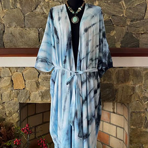 ชุดคลุมชายหาดไซส์ใหญ่ ผ้าเรยอนย้อมสีอินดิโก้ ชิโบริ ไทได ทรงหลวม สวมใส่สบาย เหมาะสำหรับฤดูร้อน สำหรับผู้หญิง - Product Image 1