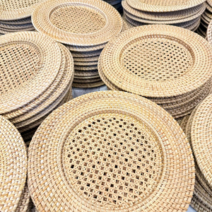 Napperon de table en rotin |   Set de table rond tissé à la main pour table basse et vase - Product Image 1