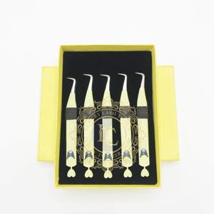 Pince à épiler pour extension de cils Méga volume, revêtement en papier jaune, cœur sur fond, pince à épiler durable à poignée diamantée - Product Image 2