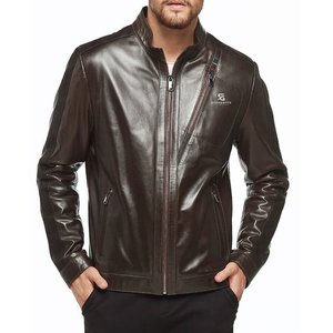 Chaqueta de Cuero de Oveja para Hombre, Chaqueta Bomber de Invierno de Cuero Genuino Premium, Corte Ajustado, Estilo Casual, Moda Urbana y Motociclista - Product Image 1