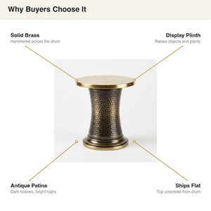 Antique Brass Solid Brass Nilaya 22 cm Handmade Decor <b>Riser</b> Plinth for Home Hotel Wedding <b>Table</b> Decorations - Product Image 5