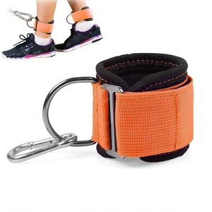 Tobilleras de neopreno para levantamiento de pesas, correas de neopreno de Color naranja con anillo en D para gimnasio, Fitness, anillos dobles en D, puño acolchado de neopreno violeta - Product Image 1