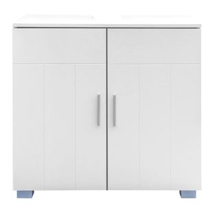 Mobile Bagno a Doppia Anta in Legno Massello con Specchio, da Terra, Bianco RT, Include Lavabo e Accessori - Product Image 1