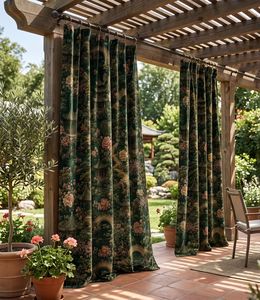 Modern Intricate Asian Lands Art Nouveau Velvet Or Blackout Window <b>Curtain</b> Each Panel Soft Luxury Decorative Drapes Room - Product Image 3