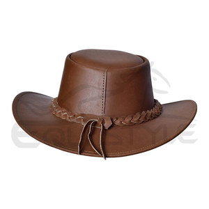Blank Cowboy <b>Hats</b> Spring Summer Brown Leather Wide Brim <b>Hat</b> Braided <b>Band</b> Outdoor Travel Style Casual Wear 58-60CM Western <b>Hats</b> - Product Image 2