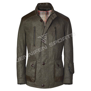Chaqueta de Hombre de Alta Calidad para Caza, 100% Lana, Abrigo Largo con Cuello Alto y Cremallera, Transpirable, Resistente al Viento, Ecológica, para Otoño - Product Image 1