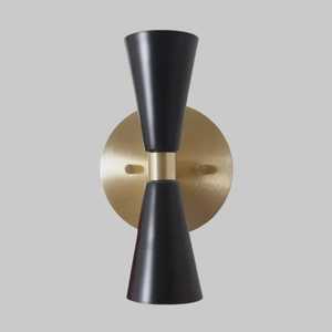 Applique murale moderne en laiton noir, abat-jour géométrique, design mi-siècle, luminaire d'intérieur pour chambre à coucher - Product Image 3