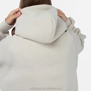 Bulk Wholesale Custom Logo High Quality Blanks Drop Shoulder 350gsm Cotton Fleece Oversized Winter <b>Lined</b> Women <b>Hoodie</b> 2026 - Product Image 4