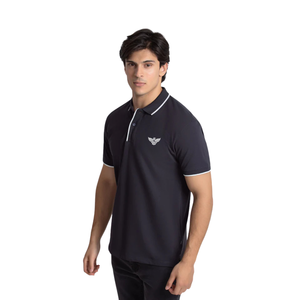 Mens Dark <b>Navy</b> Spandex/Polyester Jersey for Shirt Short Sleeve Regular Fit Casual Breathable OEM Service Golf Office Summer - Product Image 2