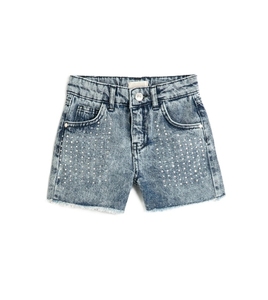 High Waist Denim Shorts With Star Applique <b>Patchwork</b> Design Distressed Hem Casual Women's Embellished Denim Shorts - Product Image 2