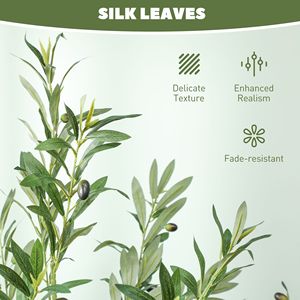 Albero di Ulivo Artificiale Sempreverde da 1,8 m con Foglie e Frutti in Seta, Pianta Finta da Interno per Casa, Ufficio, Soggiorno in Vaso, Misura 5m - Product Image 5
