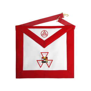Delantal Tradicional de Sacerdote Superior del Capítulo del Arco Real, con Borde de Terciopelo Blanco y Rojo, Bordado Personalizado, Base de Cuero PU, Ecológico - Product Image 1