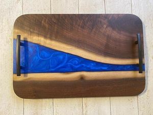 <b>Designer</b> Resin And Wooden Tray For Hotel Room <b>Service</b> Breakfast Presentation And Elegant Home Decor - Product Image 5