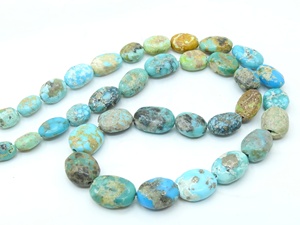 Perles de turquoise de l'Arizona en vrac, lisses, ovales, polies, en forme de pépites, 16 pouces de long, 8x6-13x10mm environ - Product Image 3