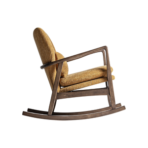 Fauteuil à bascule de style moderne du milieu du siècle, en teck massif, avec revêtement rembourré, ergonomique, coussin moelleux, meubles d'intérieur - Product Image 2