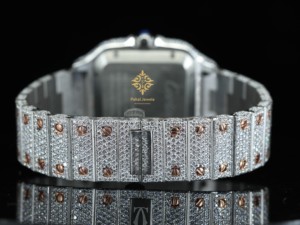 นาฬิกาข้อมือ Pahal Jewels หรูหรา ประดับเพชร ทรงสี่เหลี่ยมจัตุรัส ระบบจักรกล ขนาด 40 มม. ตัวเรือนสแตนเลสสตีล แสดงวันที่อัตโนมัติ แบบอนาล็อก สำหรับทั้งชายและหญิง - Product Image 3