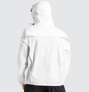 Mens White Lightweight <b>Windbreaker</b> Jacket Full Zip Hooded Minimal Sports Outdoor Running Jacket With Contrast <b>Black</b> Zippers - Product Image 2
