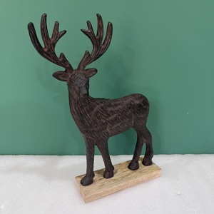 Modern Artistic Aluminum/Wood Deer Sculpture Handmade Animal <b>Figure</b> Tabletop Decor for Living Room <b>Christmas</b> Theme - Product Image 1