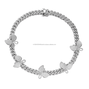 สร้อยคอแบบ Cuban Link ลายผีเสื้อ เงินแท้ 925 ประดับเพชร Moissanite สไตล์หรูหรา ฮิปฮอป สำหรับผู้หญิง ขายส่ง - Product Image 1
