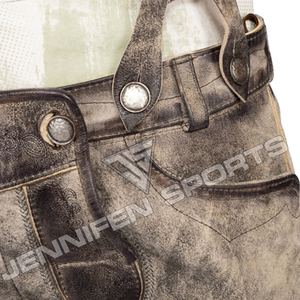 Shorts traditionnels bavarois en cuir suédé de vache véritable pour femmes avec bretelles - Product Image 3