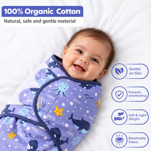 Baby-Pucktuch |   100% Baumwolle Moderner Gestreifter Neugeborenen-Schlafsack |   Verstellbares Wickeltuch |   Weiche Gemütliche Baby-Schlafdecke - Product Image 5