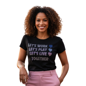 T-shirt graphique en strass pour femmes, avec citation inspirante, col rond, manches courtes, vêtements décontractés à la mode pour tous les jours - Product Image 6