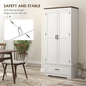 "White Freestanding <b>Kitchen</b> <b>Pantry</b> Cabinet with 2 Doors & Adjustable Shelves" - Product Image 6