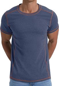 Camiseta Informal para Hombre OEM de Alta Calidad, Camiseta de Algodón Ajustada de Manga Corta con Cuello Redondo y Color Sólido - Product Image 4