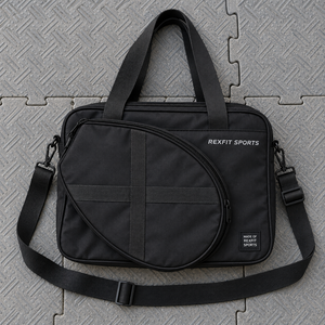 Bolsa Negra Personalizada para Raqueta de Squash con Compartimento Frontal Curvo con Cierre, Asas Dobles y Correa de Hombro Ajustable para Entrenamiento - Product Image 1