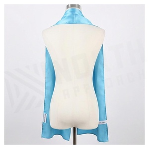 Écharpe longue en satin pour femme, bleu clair uni, accessoire de mode élégant, toutes saisons, doux pour la peau, 100% soie - Product Image 2