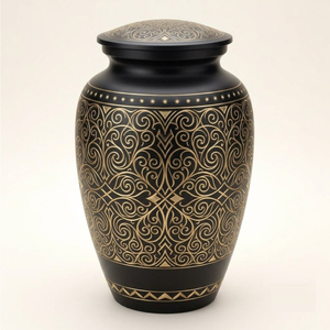 Urnes funéraires artisanales en laiton, best-sellers, pour cendres humaines, taille adulte, or, gravure florale, au meilleur prix. - Product Image 5