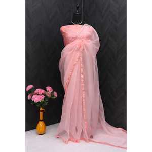 Vestido de noche de diseñador, Sari de fiesta elegante con secuencia bordada - Product Image 1