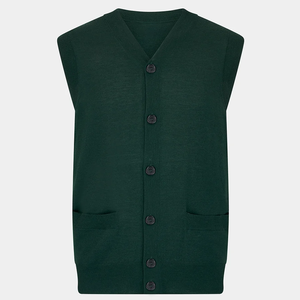 <b>Men's</b> V-Neck Sleeveless Knit <b>Cardigan</b> Solid Color Button Closure Autumn Wear Standard Thickness - Product Image 1