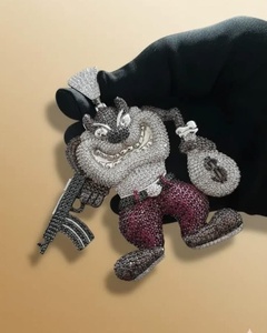 Colgante de Plata 925 con Moissanita Personalizado de Personaje de Dibujos Animados Iced Out, Joyería Hip Hop, Regalo para Él, Engaste de Garra, Diamante Dvars - Product Image 2