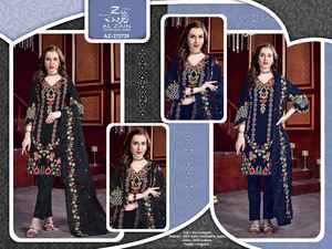 Premium Fox XL Taille (42) Brodé Organza Dupatta Satin Coton Bas Shalwar Kameez Ensemble pour Adultes Satin Coton Bas - Product Image 6