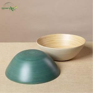 Tazón de Bambú Prensado con Interior Natural y Exterior con Recubrimiento de Color, Diseño Clásico Ecológico - Product Image 4