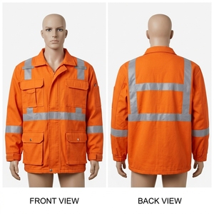High <b>Vis</b> <b>Orange</b> Waterproof Plus Size Work <b>Jacket</b> 280GSM Heavy Duty Cotton Twill Safety Uniform Silver Reflective Tape Digital - Product Image 1