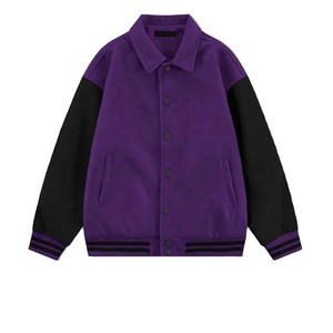 Veste universitaire style collège à col roulé et fermeture boutonnée, manches en laine, style streetwear, réversible, pour homme, 2025 - Product Image 3