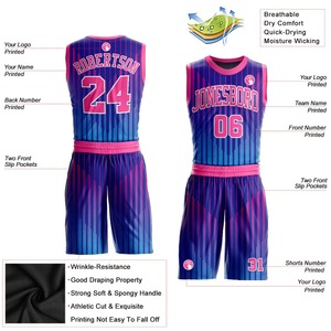 Conjunto de Uniforme de Baloncesto Sublimado Personalizado y Económico, Camiseta sin Mangas de Malla Transpirable, Pantalones Cortos con Diseño de Rayas Degradadas, Kit para Equipo - Product Image 2