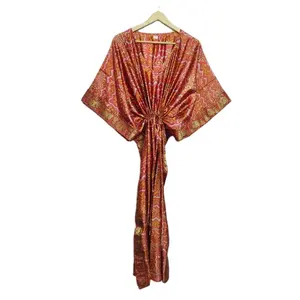 休闲阿巴亚穆斯林非洲长滩遮盖丝绸卡夫坦印度设计师丝绸卡夫坦自由尺寸女装