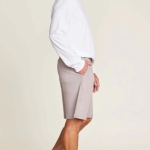 Men's Light Gray Cotton Bermuda Shorts Drawstring Waist Pockets Casual Fit <b>Mid</b> Rise Breathable Anti-UV Eco-Friendly Knitted - Product Image 3