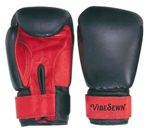 Gants d'entraînement de boxe en cuir bleu cousus Vibe, fermeture Velcro, sangle de poignet réglable, unisexe, à partir de 14 ans - Product Image 2