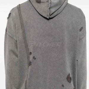 Premium Durable Distressed <b>Hoodie</b> For Men Trendy Streetwear Pullover With Modern Design - Product Image 4